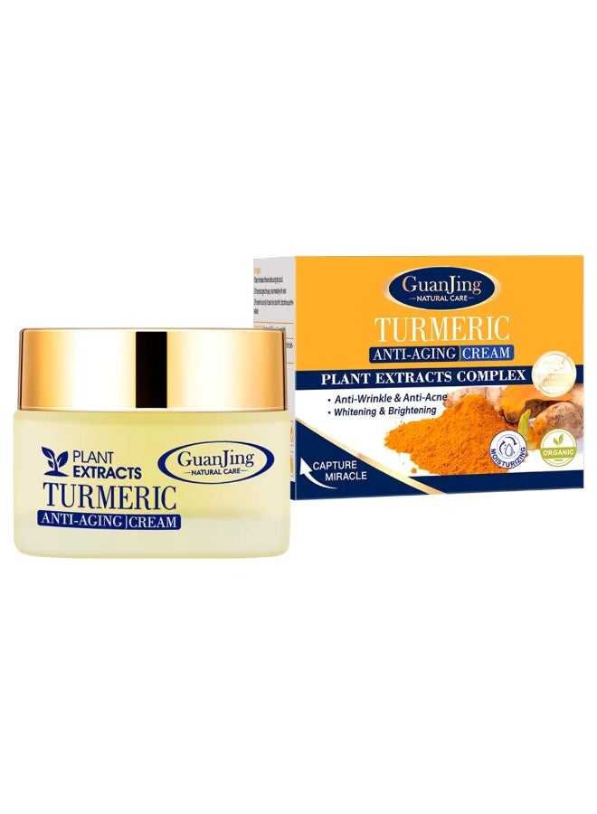 GUANJING Turmeric Anti-Aging Cream for Face 50ml, Whitening Brightening Anti-Wrinkle & Anti-Acne Turmeric Facial Cream with Jojoba Oil & Hyaluronic Acid - Image 1